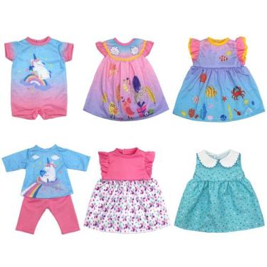 Imagem de Conjunto de roupas para bonecas de 33 a 40 cm - pacote com 6 - OTMOON