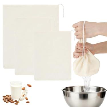 Imagem de CRASPIRE Pacote com 9 3 tamanhos, saco de cordão de pano de queijo, sacos de filtro de alimentos, tecido de gaze de algodão de malha fina de renda antiga, reutilizável, filtro retangular, bolsas de