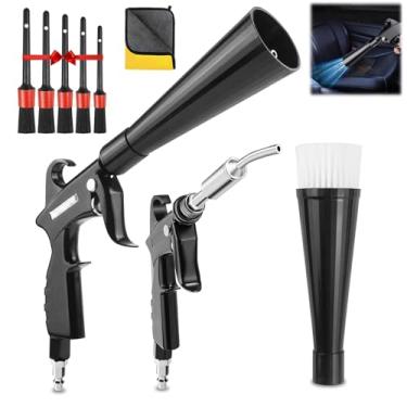 Imagem de Jerliflyer Pistola de limpeza de carro detalhada para secador de ar interior, pistola de sopro de ar de alta pressão, pistola de detalhes de carro de secagem rápida sopra poeira e sujeira usando o ar