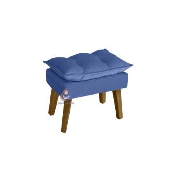 Imagem de Puff Banqueta Decorativa Glamour Azul Marinho Com Pés Quadrado - SMF D