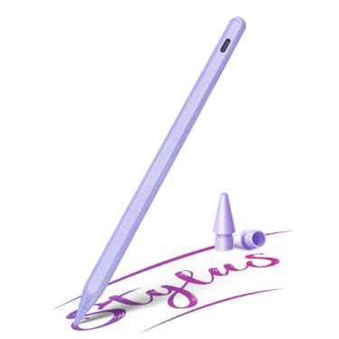Imagem de QLAYA Pencil Pro para iPad com carregamento magnético sem fio, rejeição de palma, caneta Stylus para Apple iPad 10th/9th/9th, Air 5th, Pro 12.9/11, Mini 6ª geração, roxo