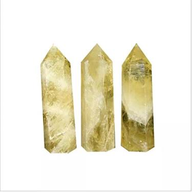 Imagem de Cristal natural áspero natural Yello cristal quartzo pedra varinha ponta citrino 90 mm 3 peças adequado para decoração de móveis
