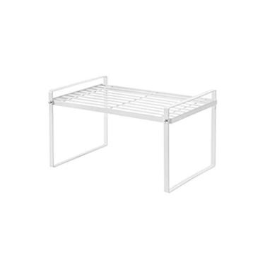 Imagem de Organizador de cozinha de ferro escorredor de pratos prateleira de cozinha prateleiras de mesa suportes de armazenamento tigelas de prato acessórios de organização doméstica (tamanho: branco G