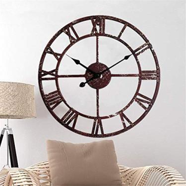 Imagem de U5GAAALPPQ9 Relógios de parede 40 cm grande metal decorativo números romanos 3D esqueleto relógio silencioso vermelho velho para cozinha, quarto, jardim, sala de estar, estudo, escritório preto