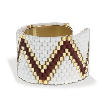 Imagem de Agriajun Anel de ouro com contas de sementes feitas à mão ajustável para mulheres e homens, boho aberto colorido contas contas coração coração anéis de declaração moda joias presente, Metal não