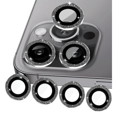 Imagem de Compatível com iPhone 17, 17 Pro, 17 Pro Max, protetor de lente de câmera com glitter, pacote com 3+1 (como extra), proteção contra arranhões e quedas, mantém a qualidade da foto, design brilhante
