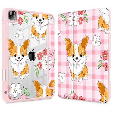 Imagem de May Chen Para iPad Pro 11 polegadas M2 4ª geração 2022, iPad Pro 11 3ª/2ª/1ª geração, suporte de lápis integrado com capa à prova de choque, capa traseira transparente transparente, despertar/hibernar