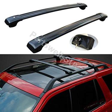 Imagem de YiXi-Partswell 2 peças de rack de teto travável barras transversais bagageiro alumínio adequado para Freelander 2 LR2 2006-2016 - preto