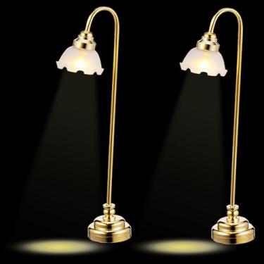 Imagem de Toyvian Conjunto de 2 Miniaturas de Lâmpada de Mesa a Pilha para Casa de Bonecas - Acessórios de Decoração para Iluminação E Iluminação de Casa de Bonecas