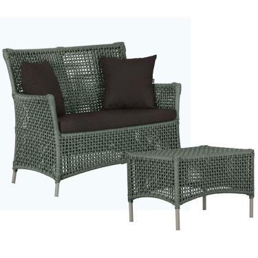 Imagem de 1 Sofá E Mesa Centro Igapó Alumínio Corda Náutica E9 Trama Verde