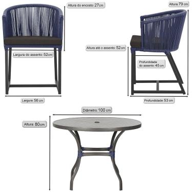 Imagem de Mesa Com 4 Cadeiras E Noronha Estofado 9 Trama Original Azul