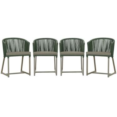 Imagem de 4 Cadeiras De Jantar Noronha Fendi Corda Náutica E8 Trama Verde