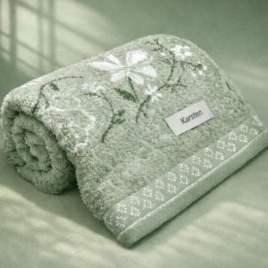 Imagem de Toalha de Banho Karsten Yuna 100% Algodão - Barra Floral Brilho Grossa