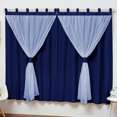 Imagem de Cortina Varão Simples para Quarto de Bebê e Criança Menino Azul Marinh