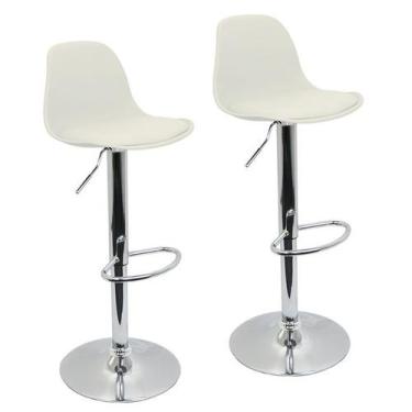Imagem de Kit 2 Banqueta Cozinha Bar Bancada July Luisa Eames Alta Branca - BRAS