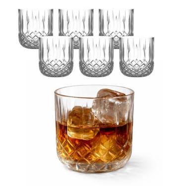 Imagem de Jg 6 Copo Vidro Baixo Whisky Drink Relevo 280ml Transparente - CASAMBI