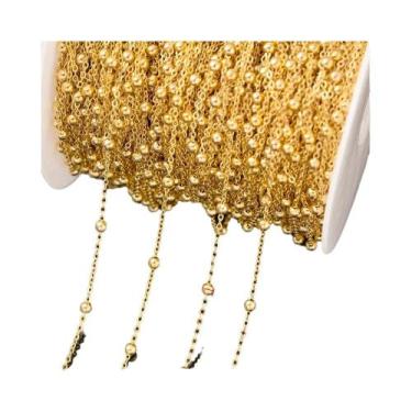 Imagem de Corrente De Aço Inoxidável Com Contas Douradas De 2m Para Joias DIY, C