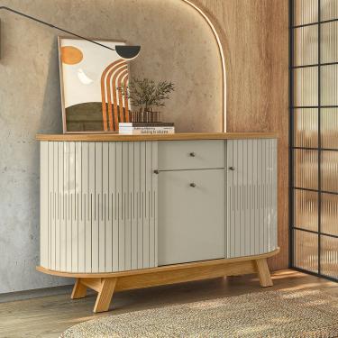 Imagem de Buffet Aparador Ripado 136 cm com Gaveta Monza Madetec