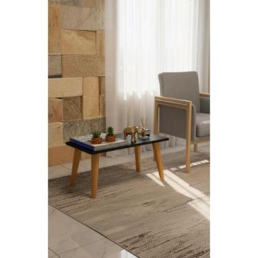 Imagem de Mesa Centro Retangular Pés Palito Preto 55cm Retro - Congratulations S