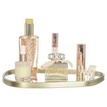 Imagem de Bandeja Decorativa Espelhada Perfumes Taças Velas Maquiagem Closet Pen