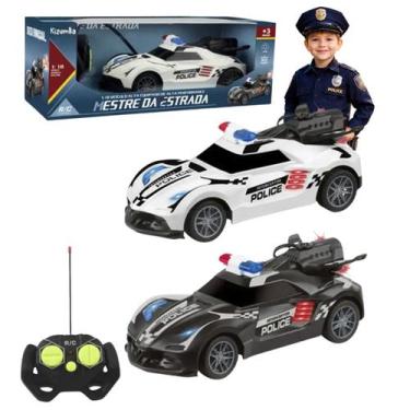 Imagem de Carrinho De Polícia Controle Remoto Com Luz E Fumaça Brinquedo Infanti