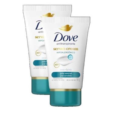 Imagem de kit 2 Dove Desodorante Antitranspirante Creme Sérum Pele Sensível 50g