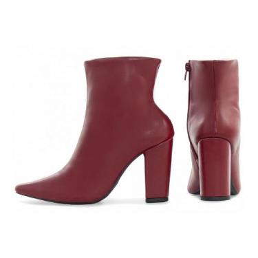 Imagem de Bota Feminina Cano Curto Feminina Salto Bloco Bico Fino Torricella AVS
