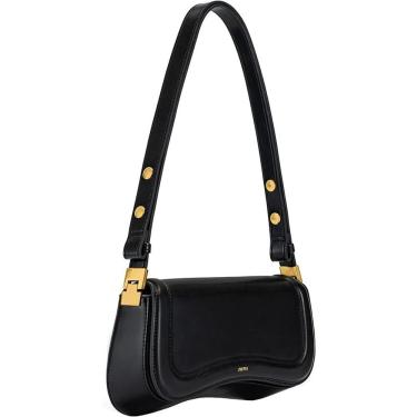 Imagem de Bolsa De Ombro Feminina Com Alça Ajustável, Bolsa Feminina Elegante Com Couro Preto