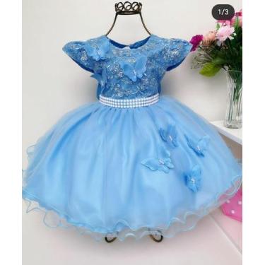 Imagem de Vestido Luxinho Infantil Jardim Encantado - João&Maria, Azul, 4