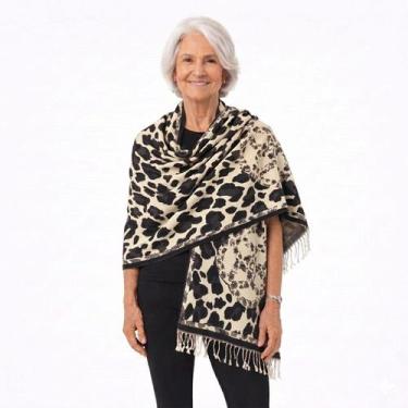 Imagem de Pashimina Cachecol Echarpe Estampa Animal Print Dupla-Face - - Sarat M