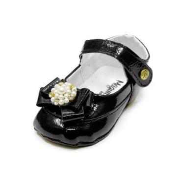 Imagem de Sapatilha para Bebê Maguilu com Pérolas e Strass Preto, Preto, 16