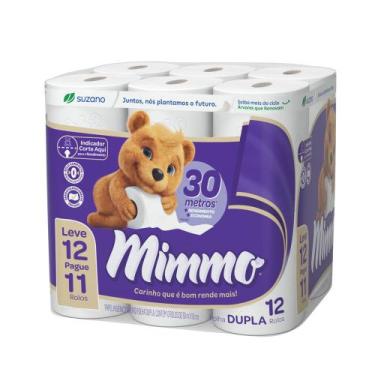 Imagem de Papel Higiênico Mimmo Folha Dupla 12 Rolos de 30 Metros Leve 12 Pague 