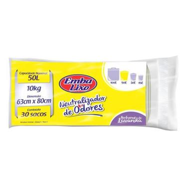 Imagem de Saco De Lixo Neutralizador Odores 50 Litros 30 Sacos 63x80cm  Kit 3un 
