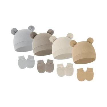 Imagem de Conjunto De Luvas E Gorro De Algodão Unissex Para Bebês Com Orelhas De