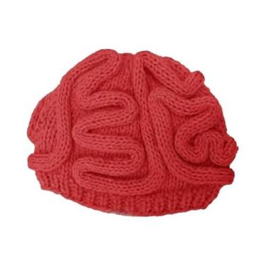 Imagem de Gorro De Lã Rosa Quente Tricotado À Mão Engraçado Presente De Feriado 