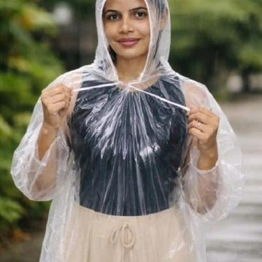 Imagem de 100 Capa de Chuva Descartável Transparente Plástico Leve Unissex  Prot