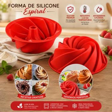 Imagem de Forma Silicone Para Bolo Redonda Pudim Sobremesa Festa - Losan