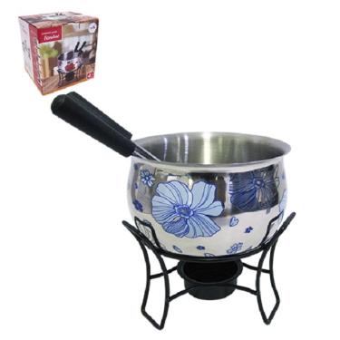 Imagem de Jogo De Fondue Decorado De Inox Com 2 Garfos Panela 500ml