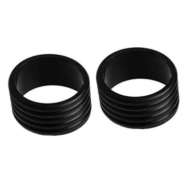 Imagem de LoveinDIY Pacote com 2 anéis de silicone para raquete de tênis com alça de fixação de aderência e badminton selado - preto, 2,5 cm