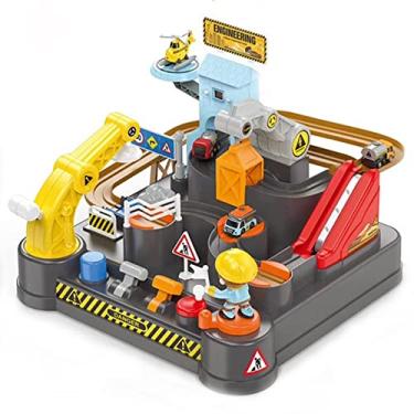 Imagem de DONGCY Conjunto de pista flexível de carro de corrida para carro de aventura de carro de brinquedo "faça você mesmo", brinquedos educativos para cidade, passagem, pistas de corrida, brinquedos de aniversário, amarelo