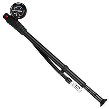 Imagem de Wemay Bomba de choque de alta pressão 300 psi bomba de ar presta schrader válvula mountain road bike bomba com medidor para garfo dianteiro e suspensão traseira de bicicleta amortecedores a ar