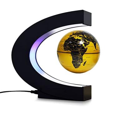 Imagem de LUGU Globo tuante de l ção magnética de 3 polegadas com base em forma de C e luzes LED pa o ensino de deco ção de mesa de escritório em casa