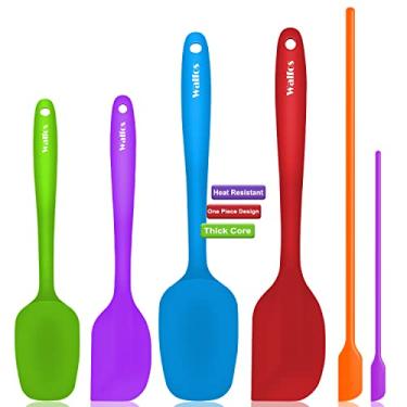 Imagem de Walfos Conjunto de 6 espátulas de silicone resistentes ao calor, espátulas raspadoras de silicone e mini espátulas, núcleo de aço forte e design de peça única, perfeito para cozinhar