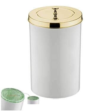 Imagem de Lixeira 8 Litros Tampa Cesto De Lixo Dourado Para Cozinha Banheiro Escritório - 580DD Future - Branco