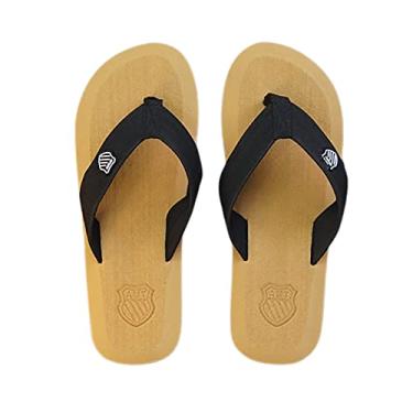 Imagem de Chinelos masculinos de 3 pontas, sandália tanga casual confortável com suporte de arco 2 pacotes (25.5cm, amarelo)