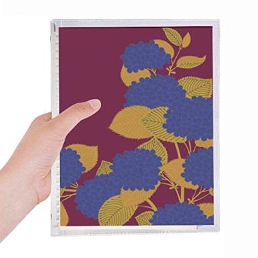 Imagem de Caderno de folhas soltas com flores da cultura japonesa em ouro e azul