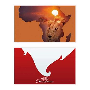 Imagem de Mapa do nome do continente africano da pradaria de leão, feriado, feriado, cartão de felicitações, mensagem de Natal