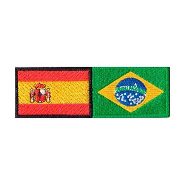 Imagem de Patch Bordado - Bandeira Espanha E Brasil BD50278-281 Termocolante Para Aplicar