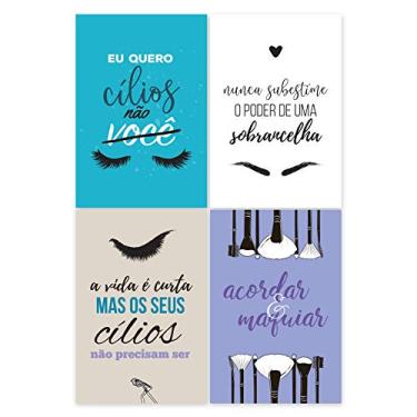 Imagem de Kit Placas Decorativas Maquiagem Frases 4un 30x40cm
