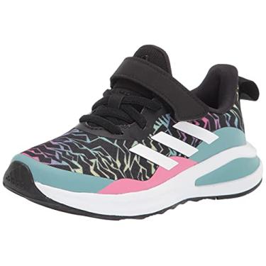 Imagem de adidas Tênis de corrida infantil unissex Fortarun elástico, Preto/branco/tonelada de menta, 6 Toddler